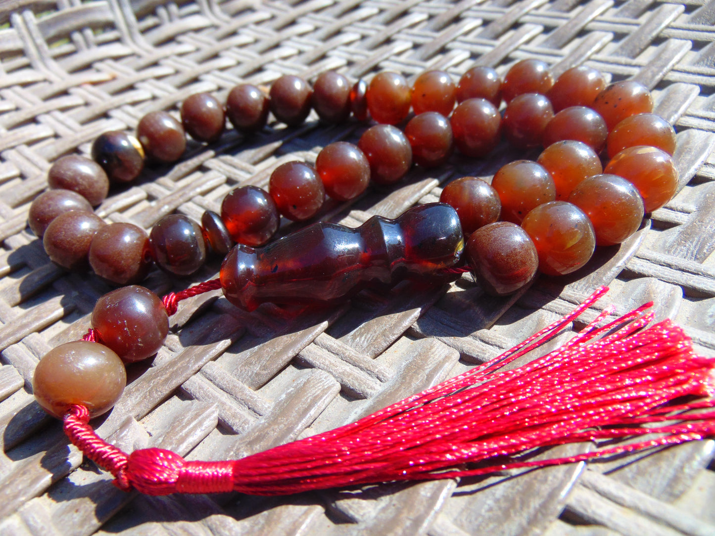 42 gr Tasbih Mesbah Rosary 33+2 Beads 12 mm Indonesian Red Amber for Healing 26TBA30