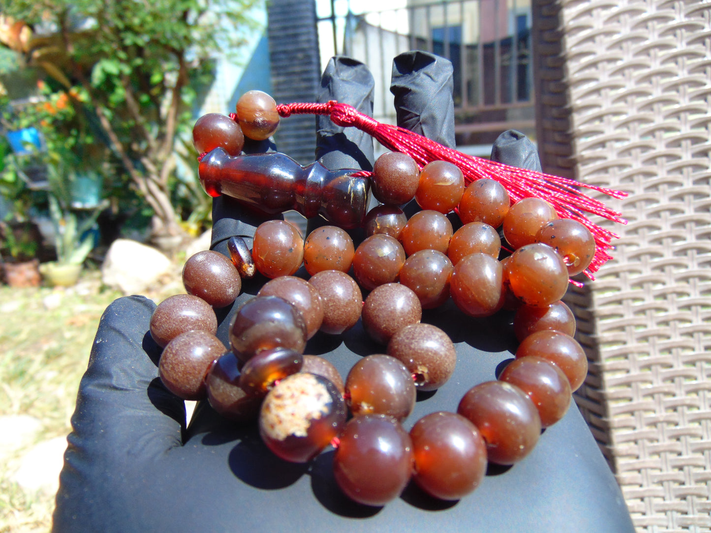 42 gr Tasbih Mesbah Rosary 33+2 Beads 12 mm Indonesian Red Amber for Healing 26TBA30