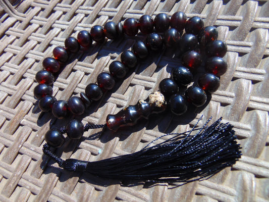 29 gr Tasbih Mesbah Rosary 33+2 Beads 10 mm Indonesian Cherry Red Amber for Healing 26TBA42