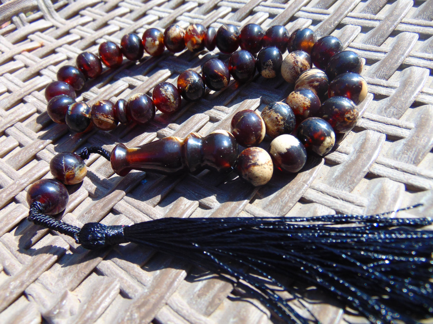 30 gr Tasbih Mesbah Rosary 33+2 Beads 10 mm Indonesian Zebra Amber for Healing 26TBA47