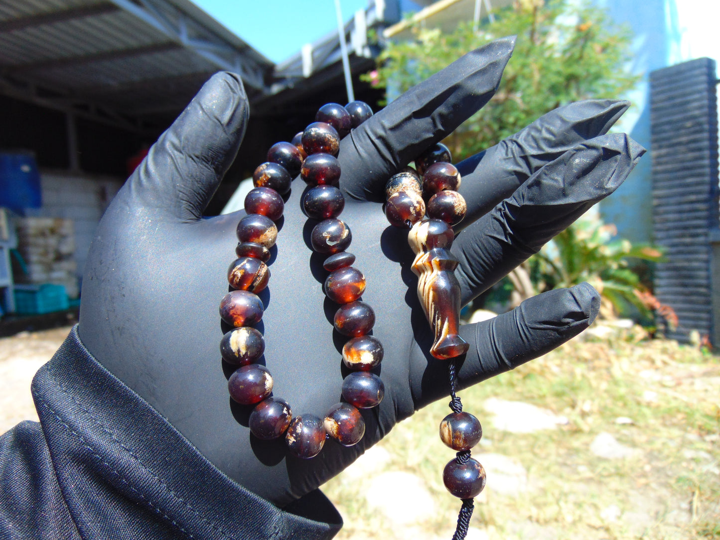 30 gr Tasbih Mesbah Rosary 33+2 Beads 10 mm Indonesian Zebra Amber for Healing 26TBA47