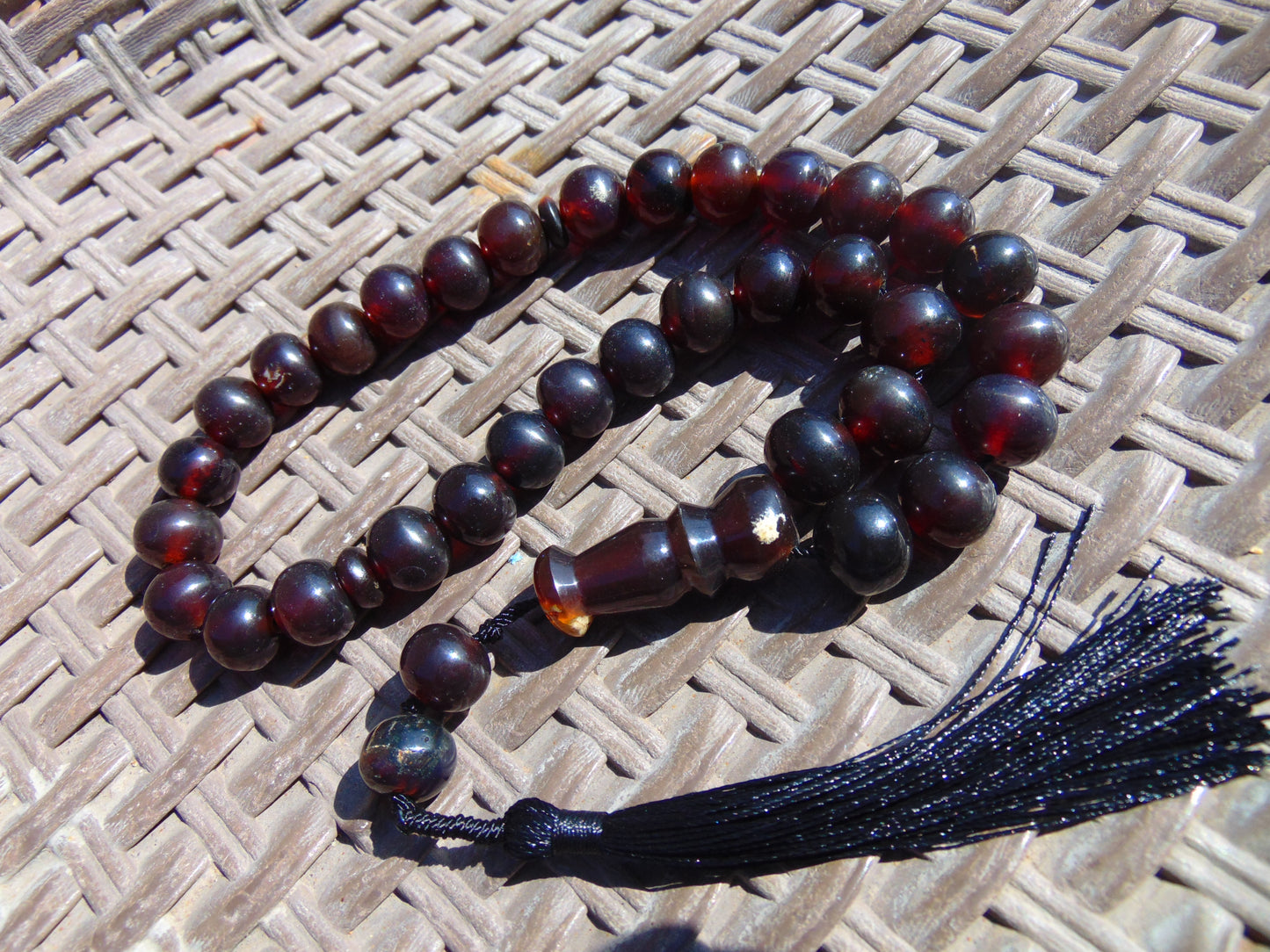 45 gr Tasbih Mesbah Rosary 33+2 Beads 13 mm Indonesian Red Amber for Healing 26TBA32