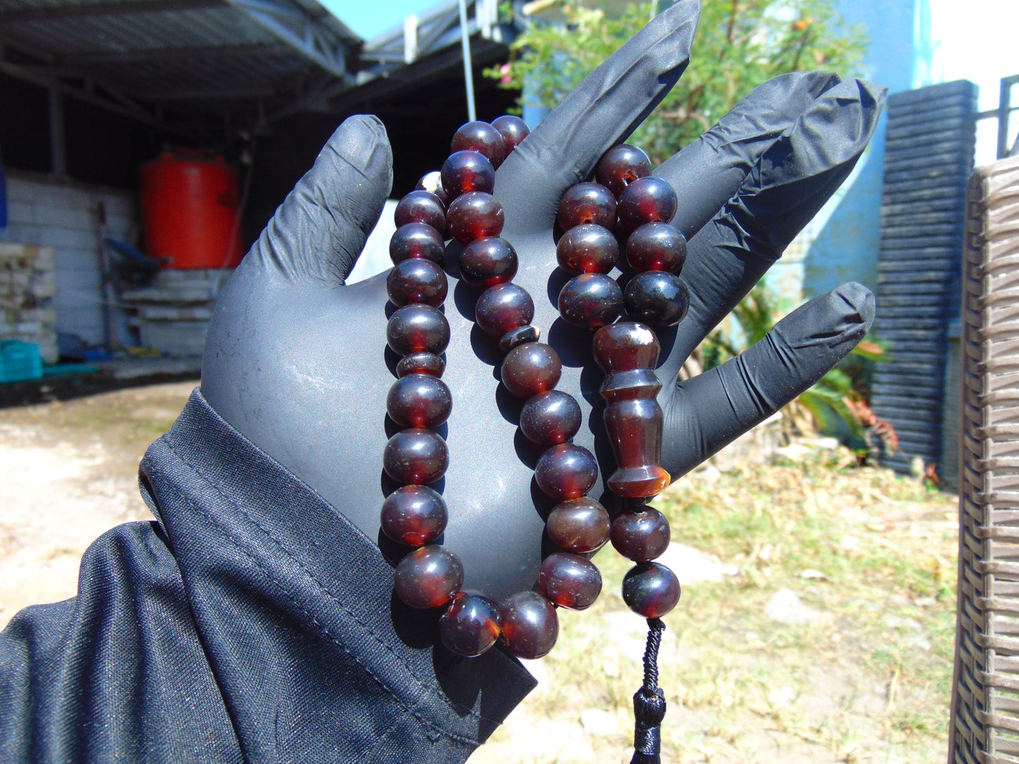 45 gr Tasbih Mesbah Rosary 33+2 Beads 13 mm Indonesian Red Amber for Healing 26TBA32