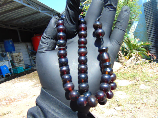 29 gr Tasbih Mesbah Rosary 33+2 Beads 10 mm Indonesian Cherry Red Amber for Healing 26TBA44