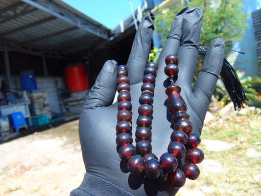 30 gr Tasbih Mesbah Rosary 33+2 Beads 10 mm Indonesian Red Amber for Healing 26TBA36
