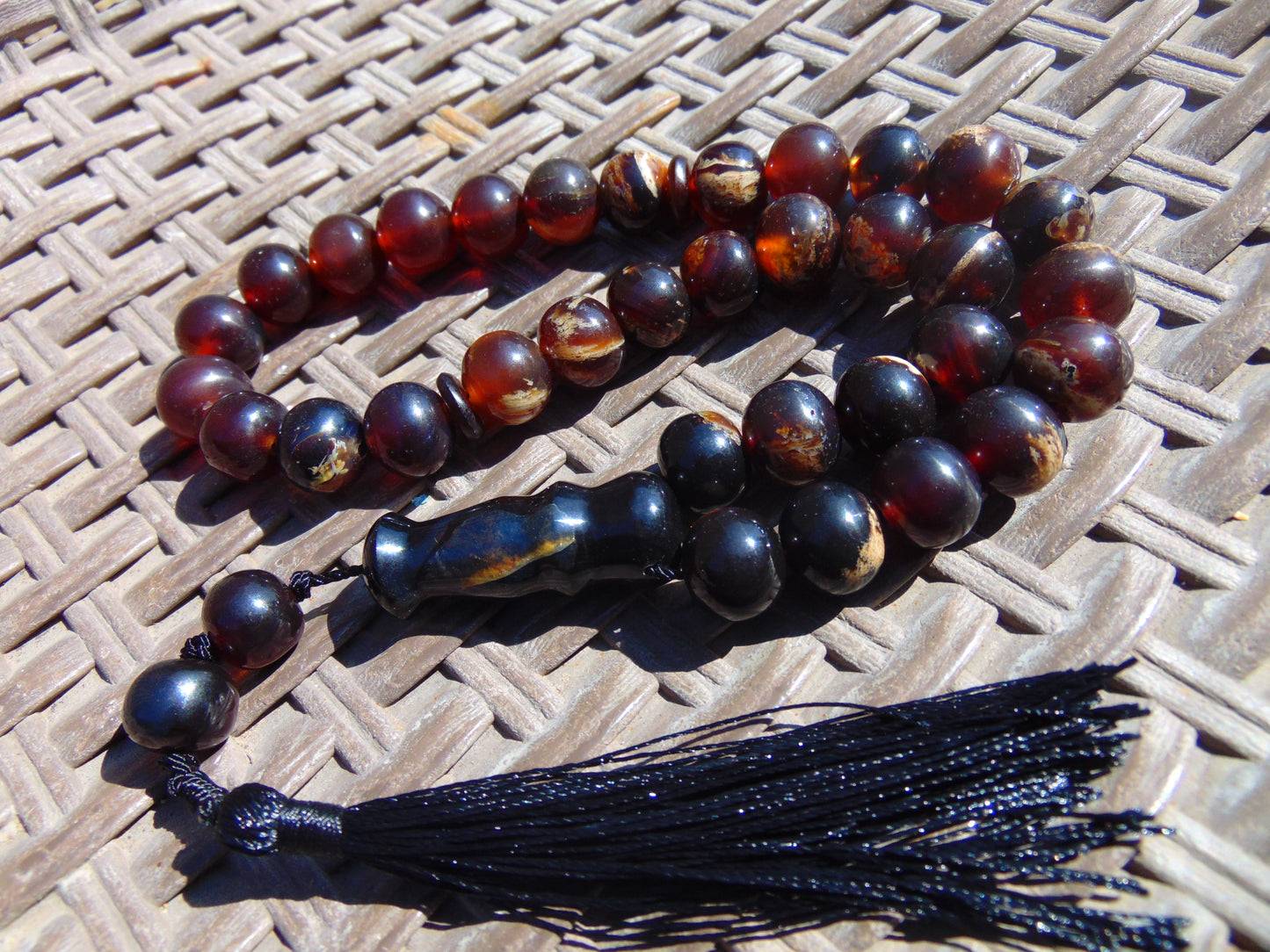 43 gr Tasbih Mesbah Rosary 33+2 Beads 12 mm Indonesian Red Amber for Healing 26TBA34