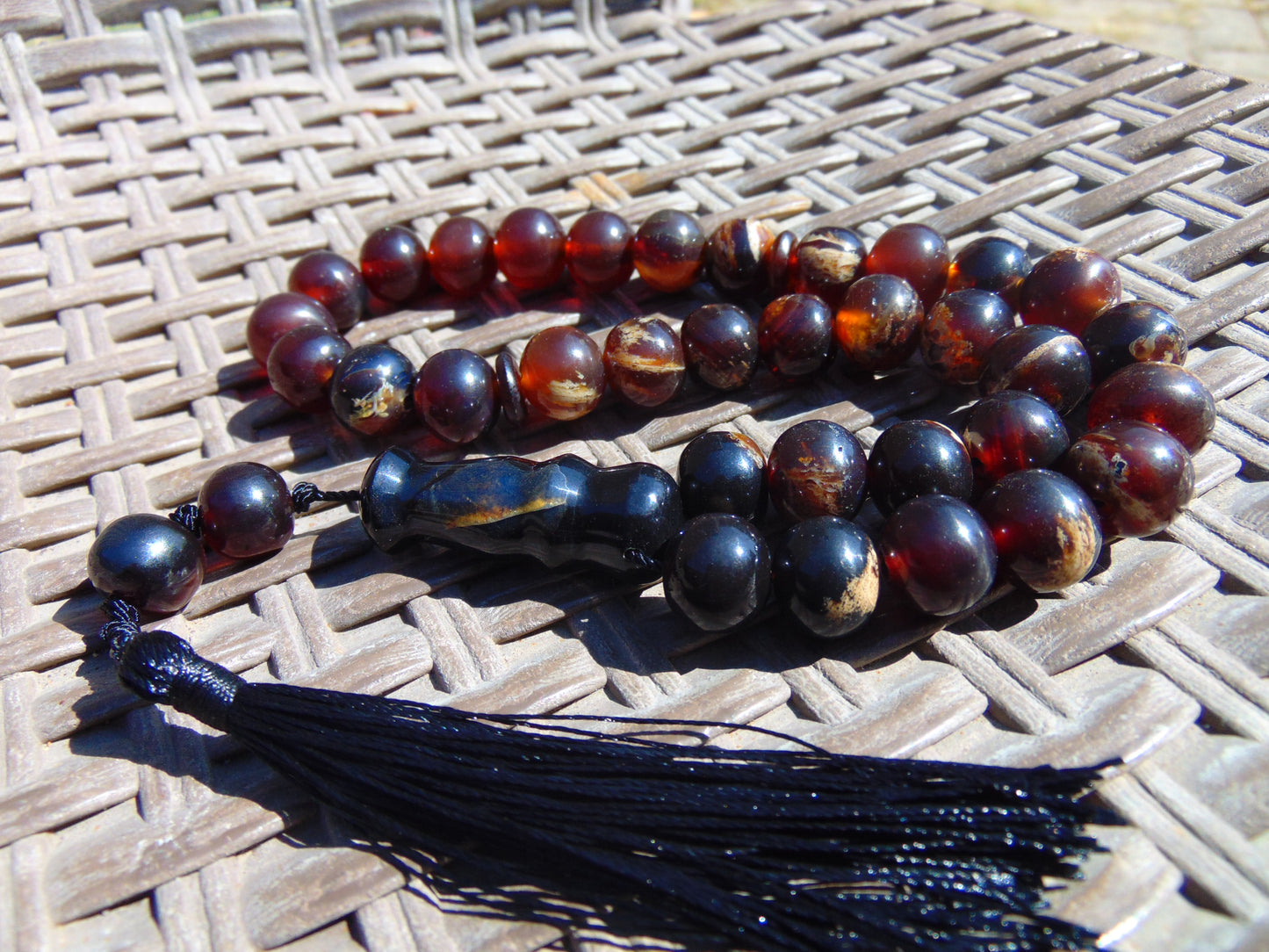 43 gr Tasbih Mesbah Rosary 33+2 Beads 12 mm Indonesian Red Amber for Healing 26TBA34