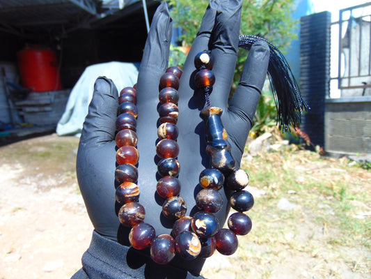 43 gr Tasbih Mesbah Rosary 33+2 Beads 12 mm Indonesian Red Amber for Healing 26TBA34