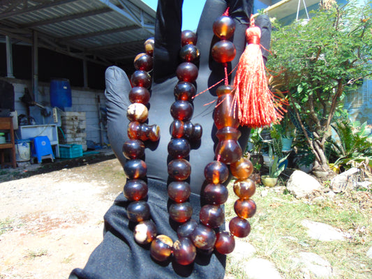 75 gr Tasbih Mesbah Rosary 33+2 Beads 15 mm Indonesian Blue Red Amber for Healing 26TBA31