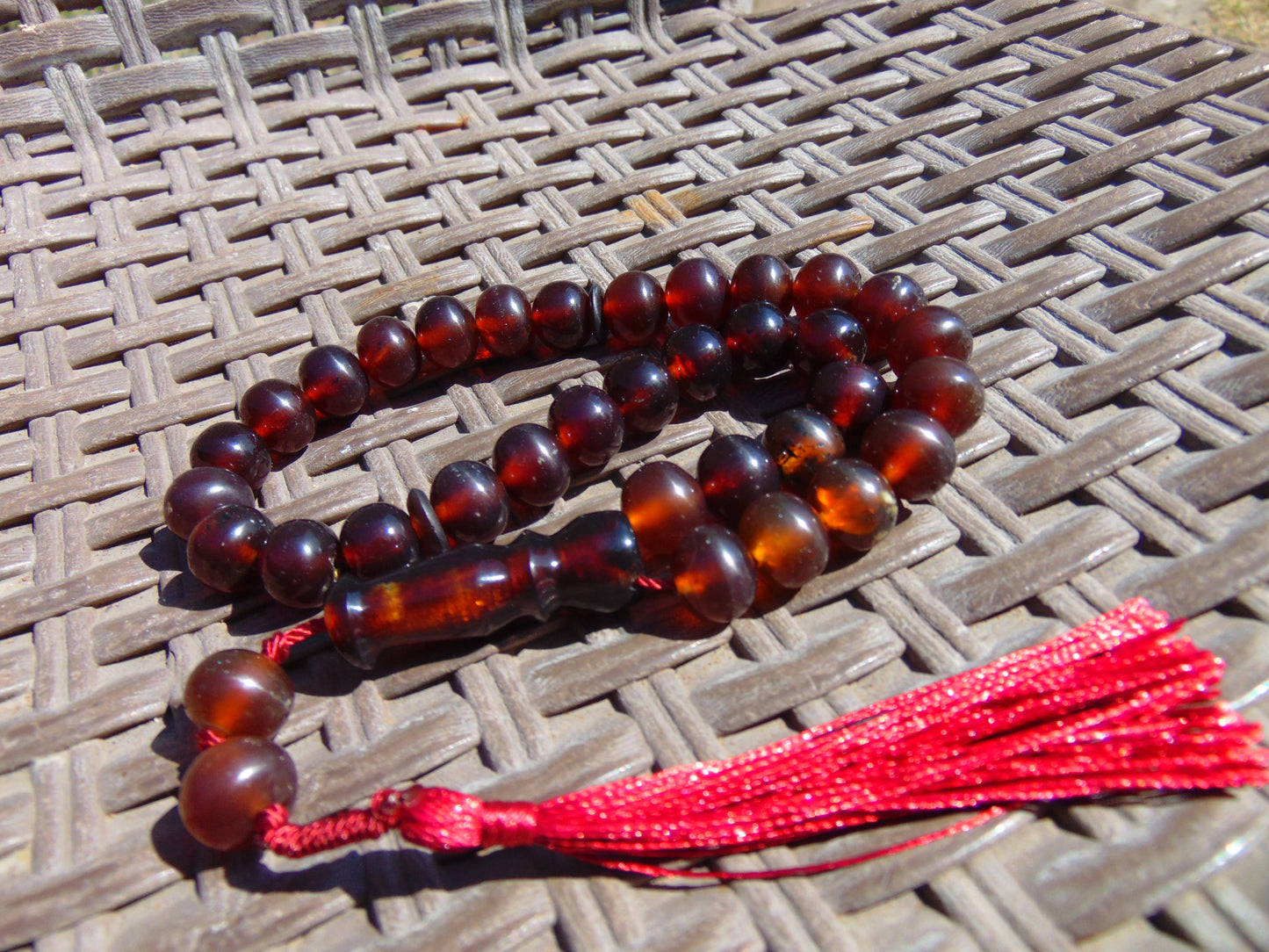 29 gr Tasbih Mesbah Rosary 33+2 Beads Indonesian Red Amber for Healing 26TBA41