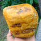 728 gram Polished 120x100x80mm Indonesia Yellow Fragrance Amber for Healing 25K26