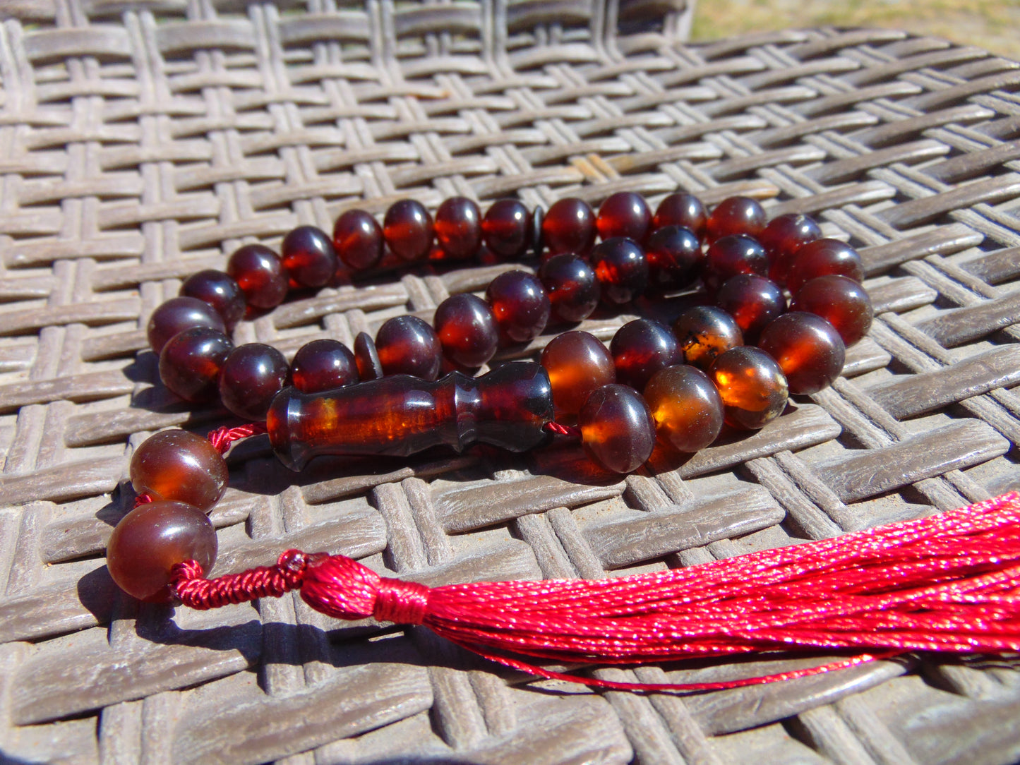 29 gr Tasbih Mesbah Rosary 33+2 Beads Indonesian Red Amber for Healing 26TBA41