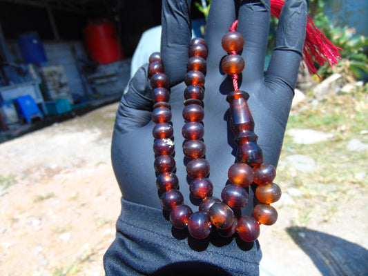 29 gr Tasbih Mesbah Rosary 33+2 Beads Indonesian Red Amber for Healing 26TBA41
