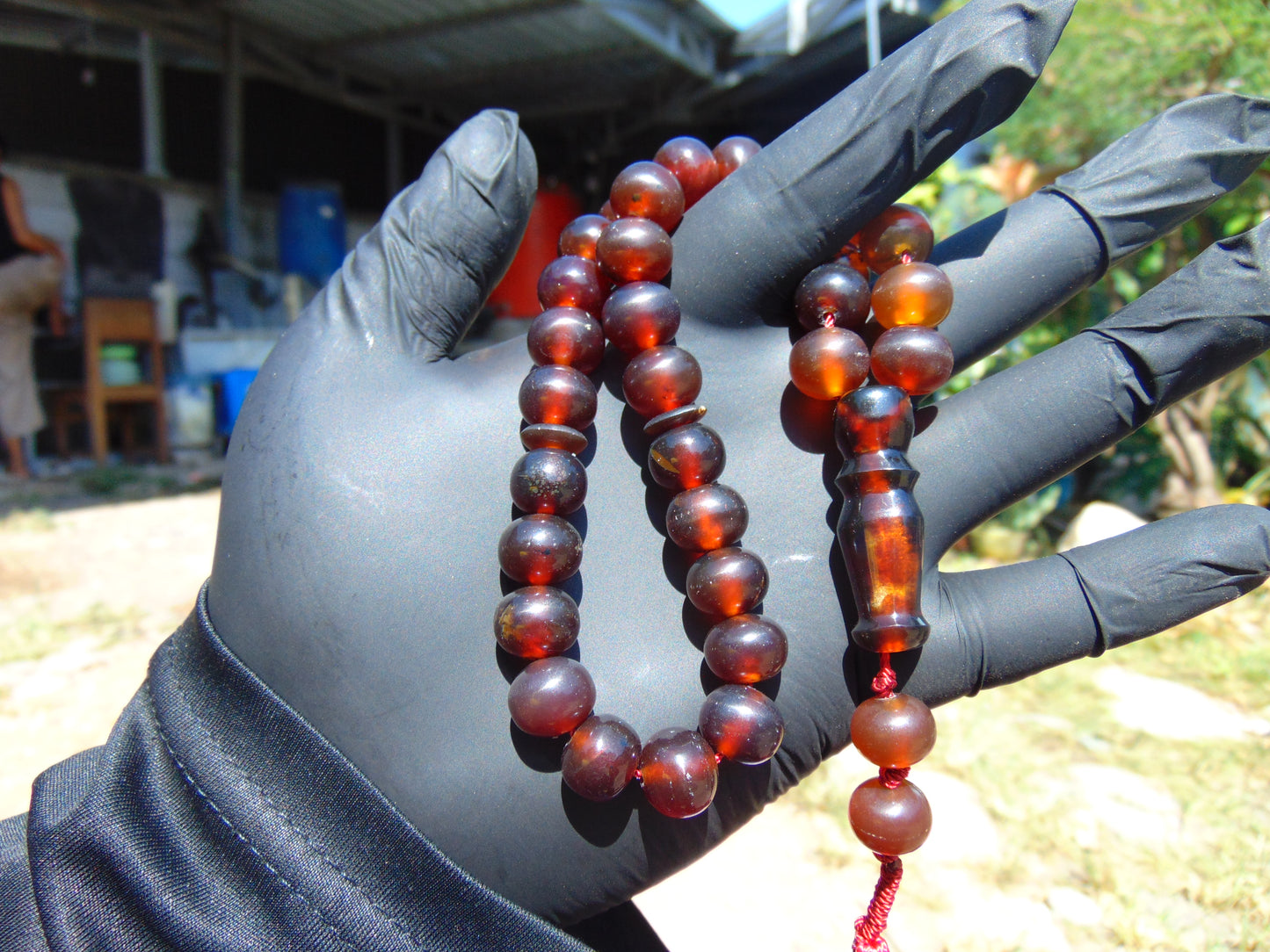 29 gr Tasbih Mesbah Rosary 33+2 Beads Indonesian Red Amber for Healing 26TBA41