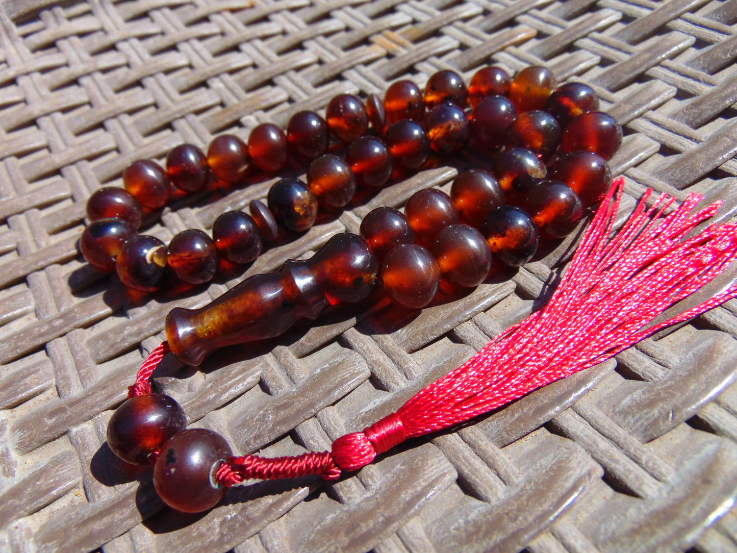 30 gr Tasbih Mesbah Rosary 33+2 Beads 10 mm Indonesian Red Amber for Healing 26TBA40