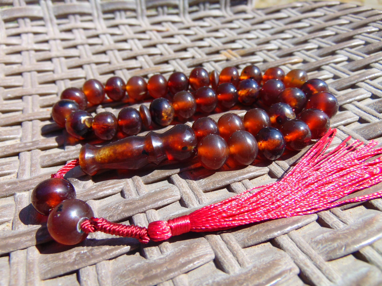 30 gr Tasbih Mesbah Rosary 33+2 Beads 10 mm Indonesian Red Amber for Healing 26TBA40