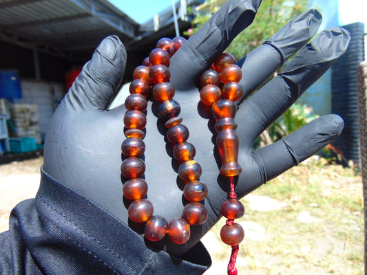 30 gr Tasbih Mesbah Rosary 33+2 Beads 10 mm Indonesian Red Amber for Healing 26TBA40