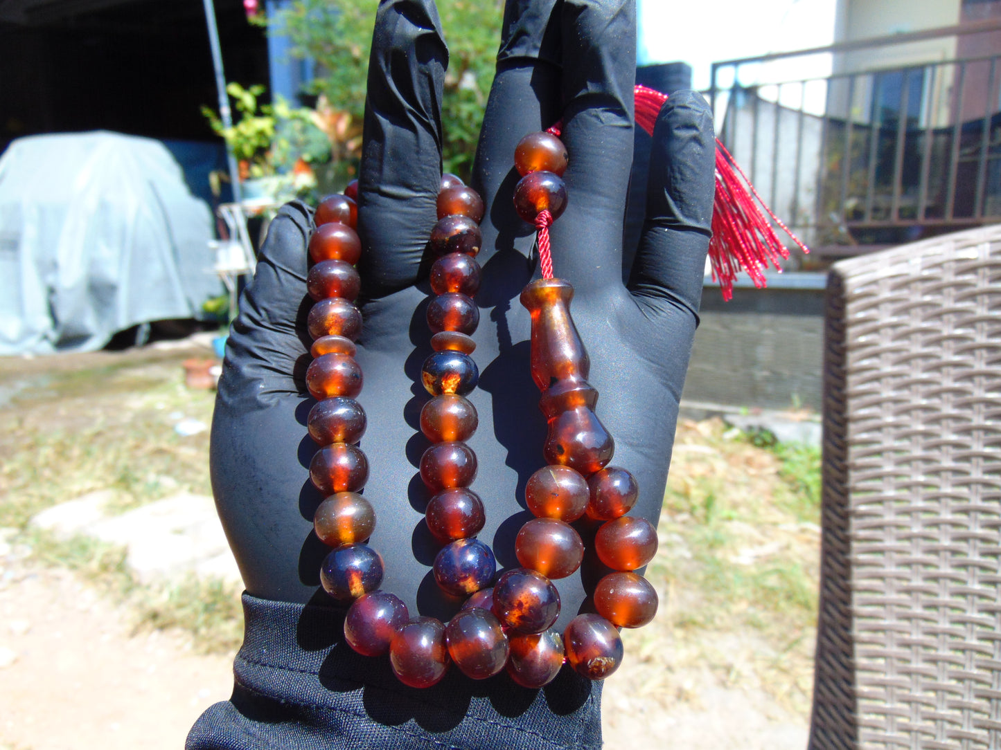 30 gr Tasbih Mesbah Rosary 33+2 Beads 10 mm Indonesian Red Amber for Healing 26TBA40