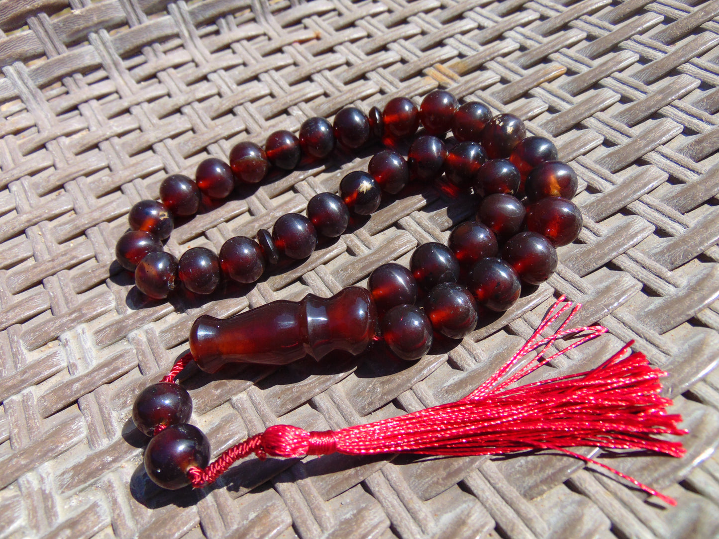 45 gr Tasbih Mesbah Rosary 33+2 Beads 12 mm Indonesian Red Amber for Healing 26TBA29