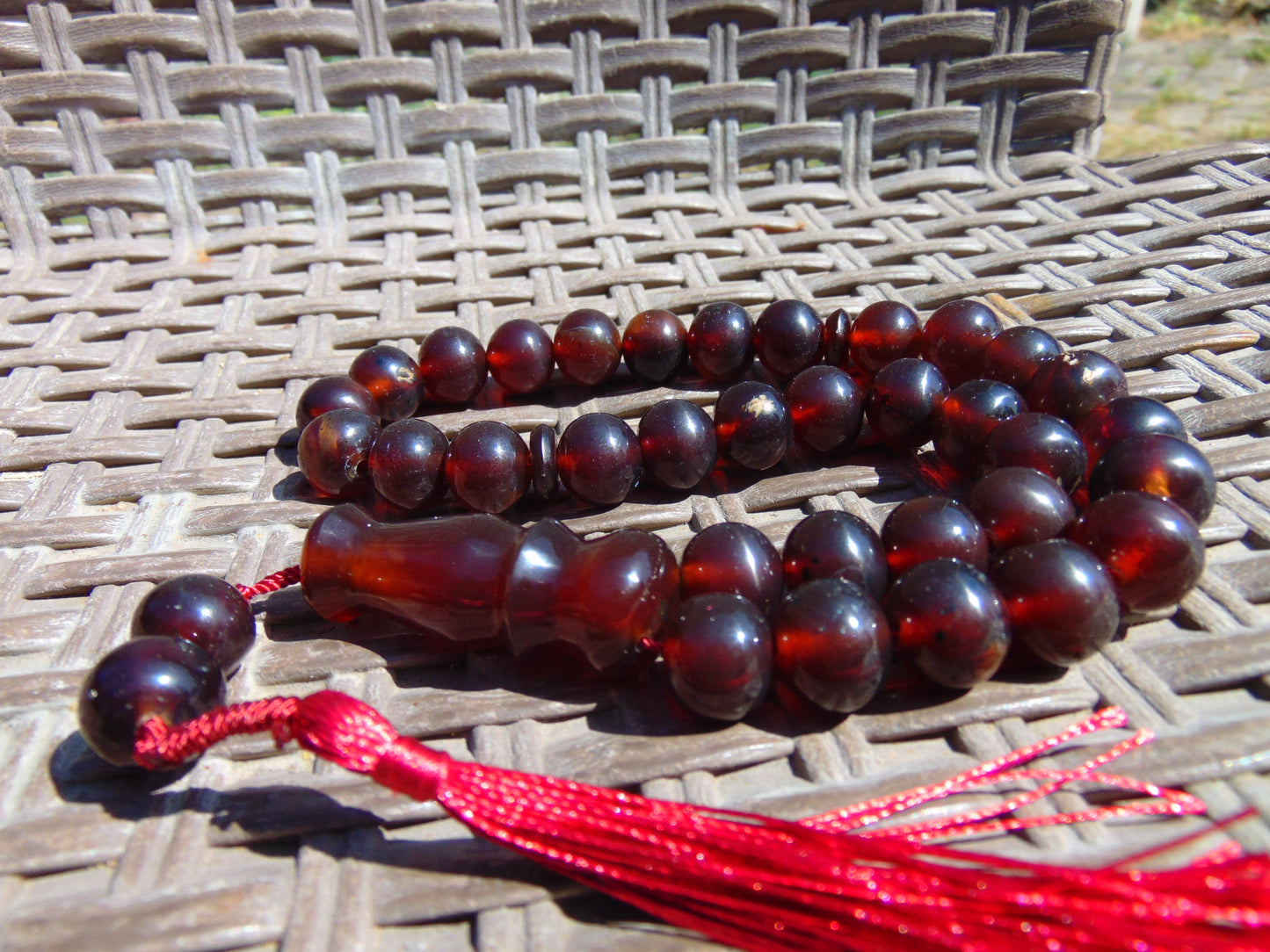 45 gr Tasbih Mesbah Rosary 33+2 Beads 12 mm Indonesian Red Amber for Healing 26TBA29
