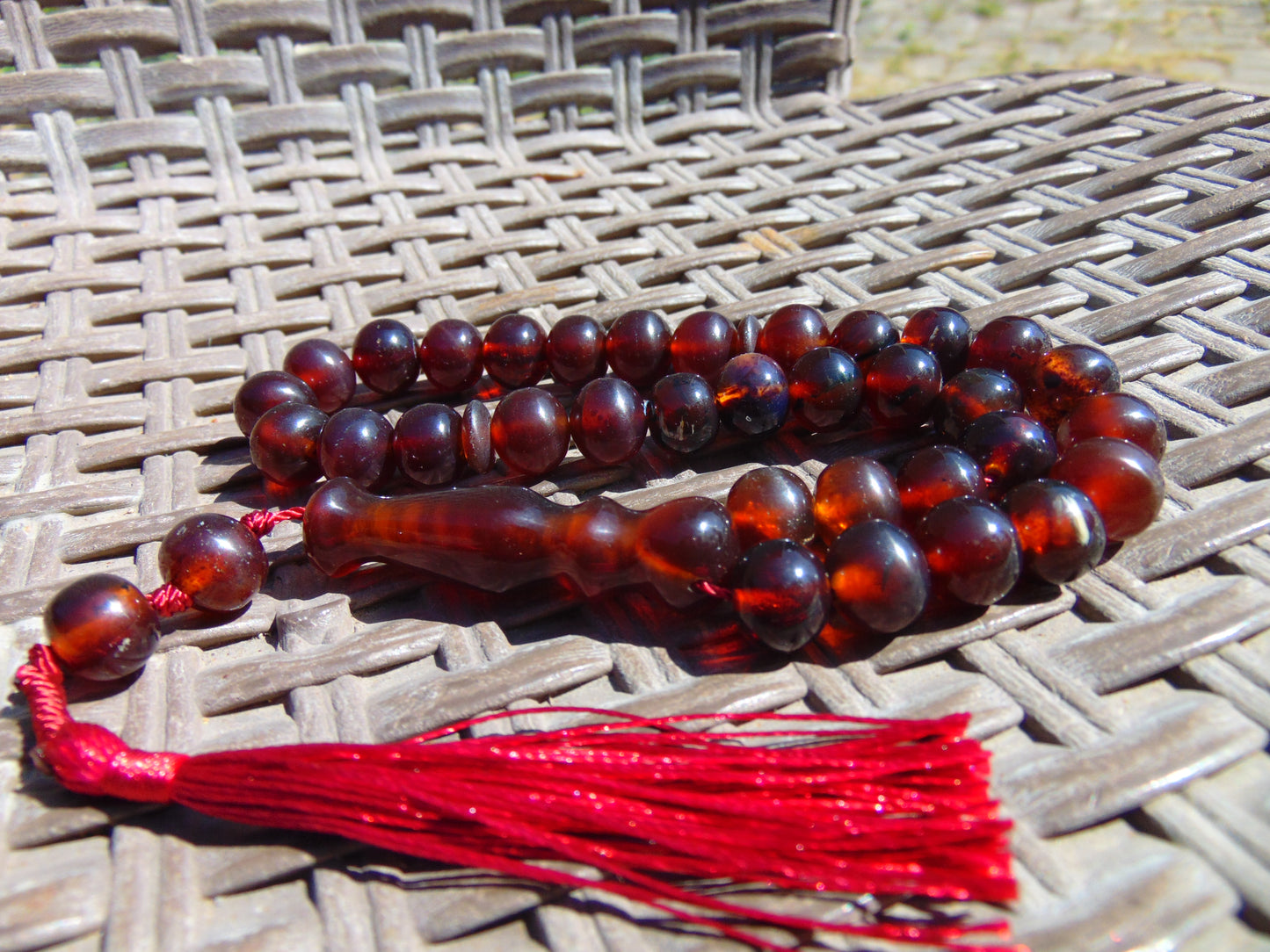 30 gr Tasbih Mesbah Rosary 33+2 Beads 10 mm Indonesian Red Amber for Healing 26TBA43