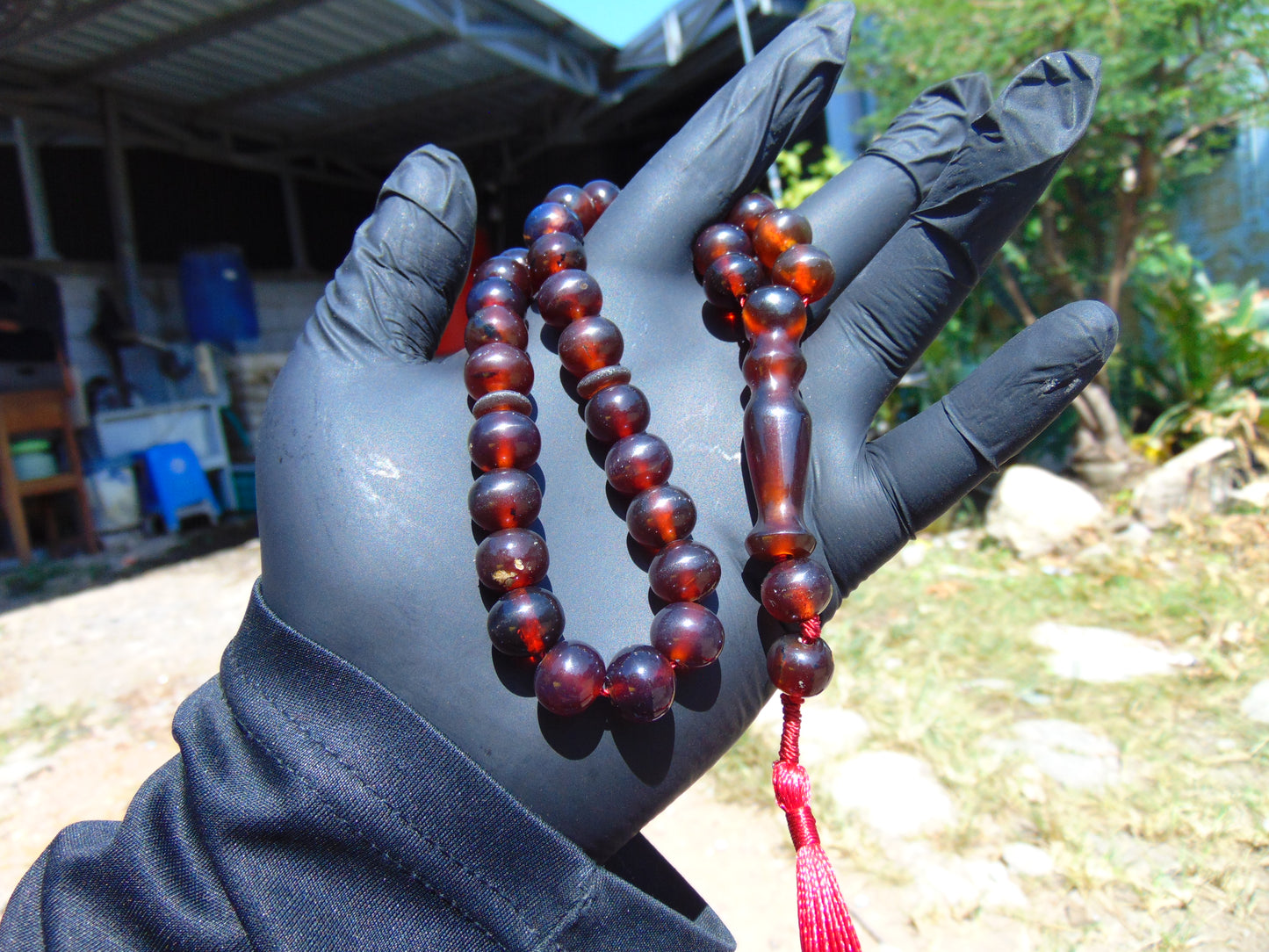 30 gr Tasbih Mesbah Rosary 33+2 Beads 10 mm Indonesian Red Amber for Healing 26TBA43