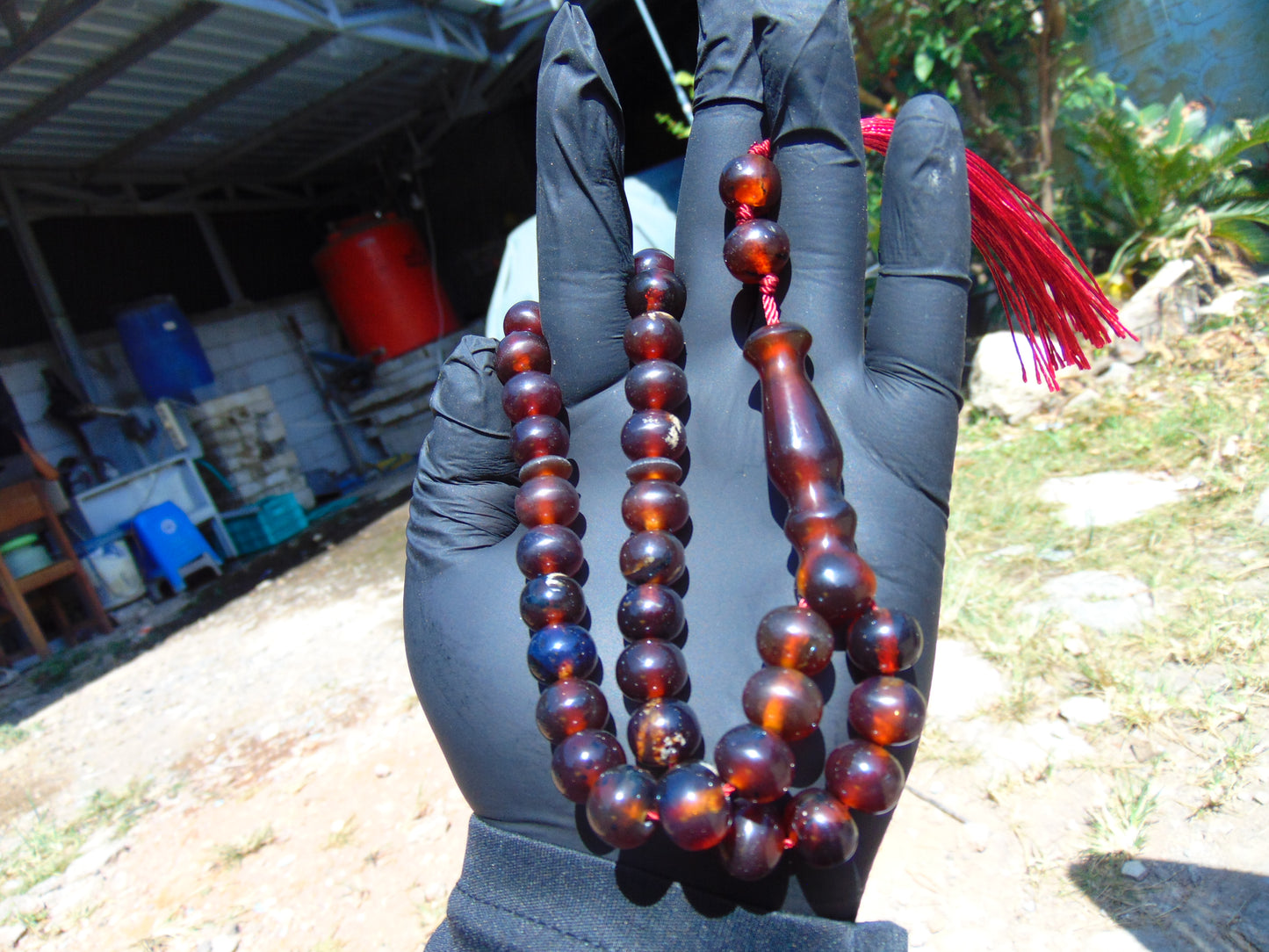 30 gr Tasbih Mesbah Rosary 33+2 Beads 10 mm Indonesian Red Amber for Healing 26TBA43