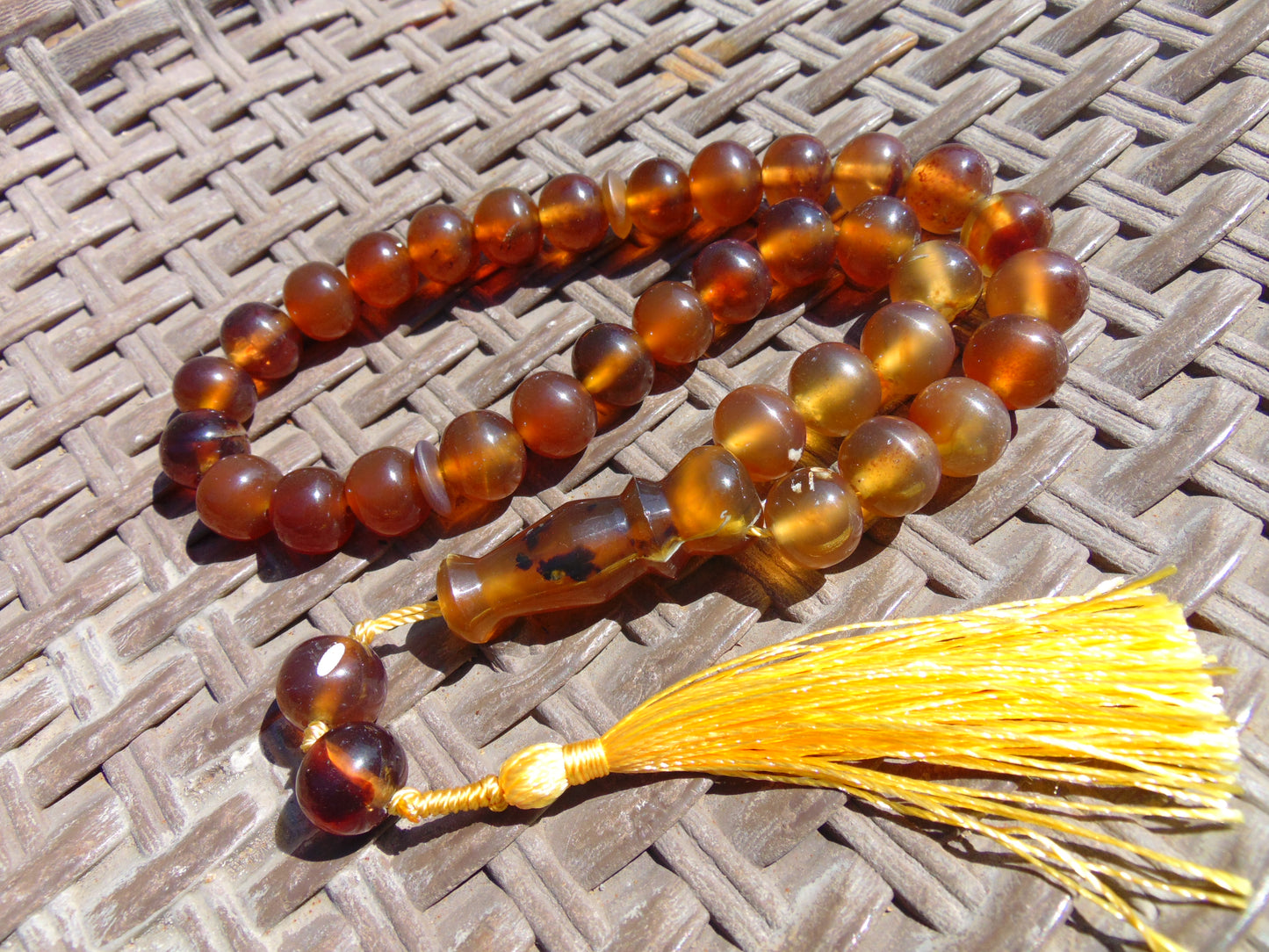 43 gr Tasbih Mesbah Rosary 33+2 Beads 12 mm Indonesian Crystal Amber for Healing 26TBA23