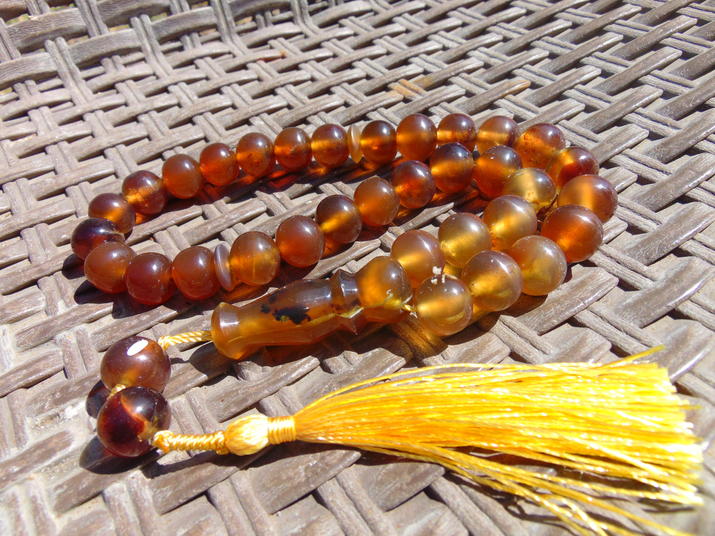43 gr Tasbih Mesbah Rosary 33+2 Beads 12 mm Indonesian Crystal Amber for Healing 26TBA23