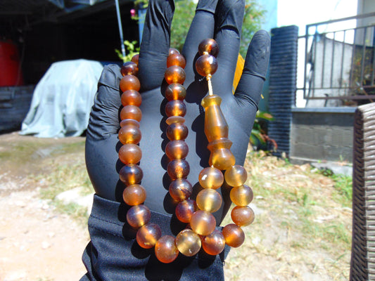 43 gr Tasbih Mesbah Rosary 33+2 Beads 12 mm Indonesian Crystal Amber for Healing 26TBA23