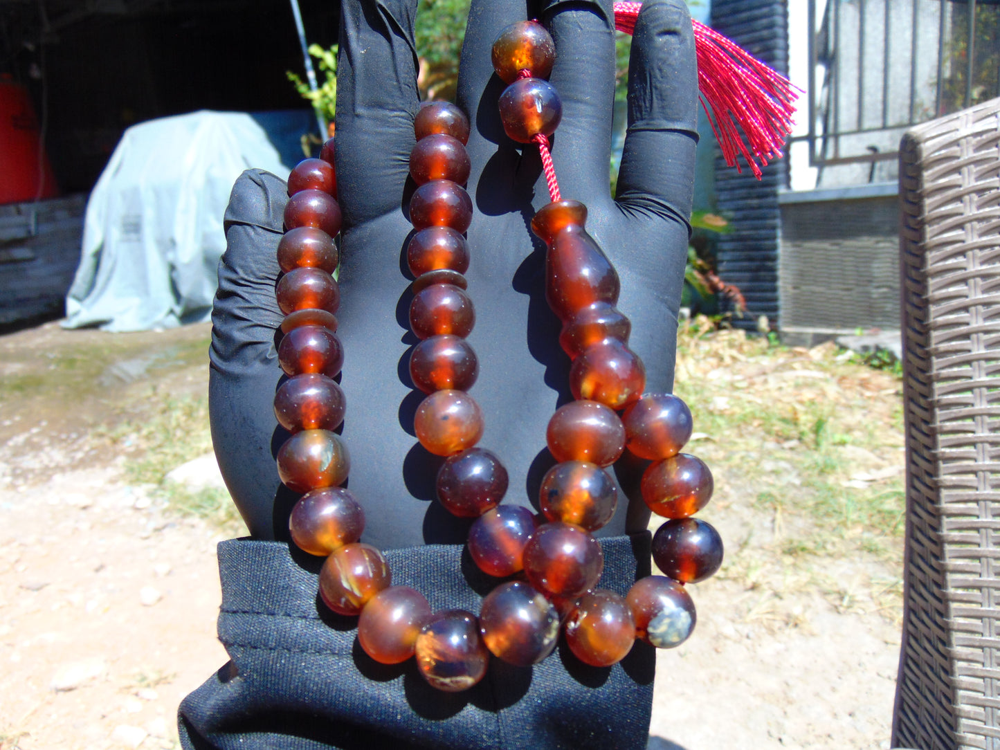 42 gr Tasbih Mesbah Rosary 33+2 Beads 12 mm Indonesian Red Amber for Healing 26TBA22
