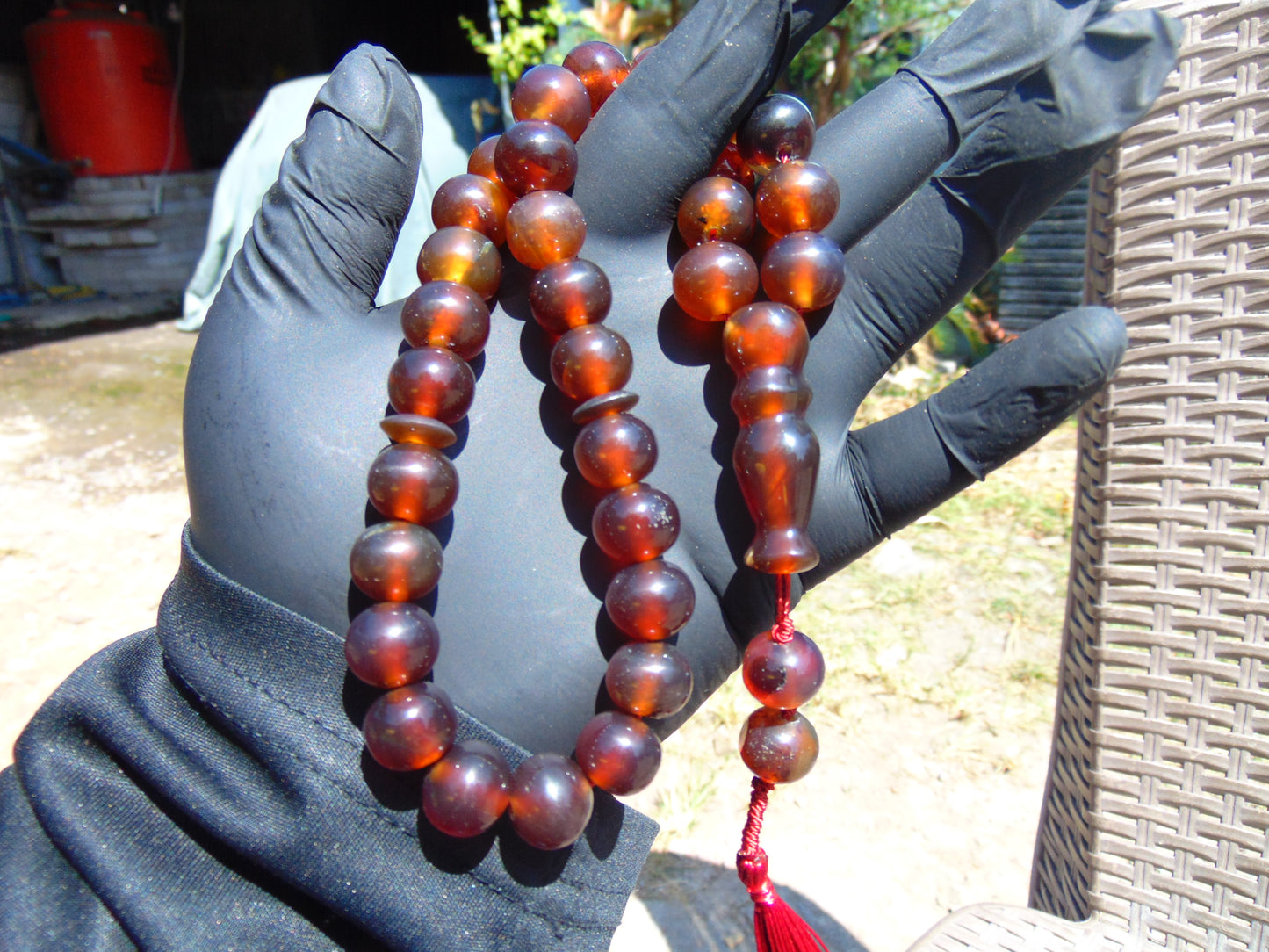 42 gr Tasbih Mesbah Rosary 33+2 Beads 12 mm Indonesian Red Amber for Healing 26TBA22