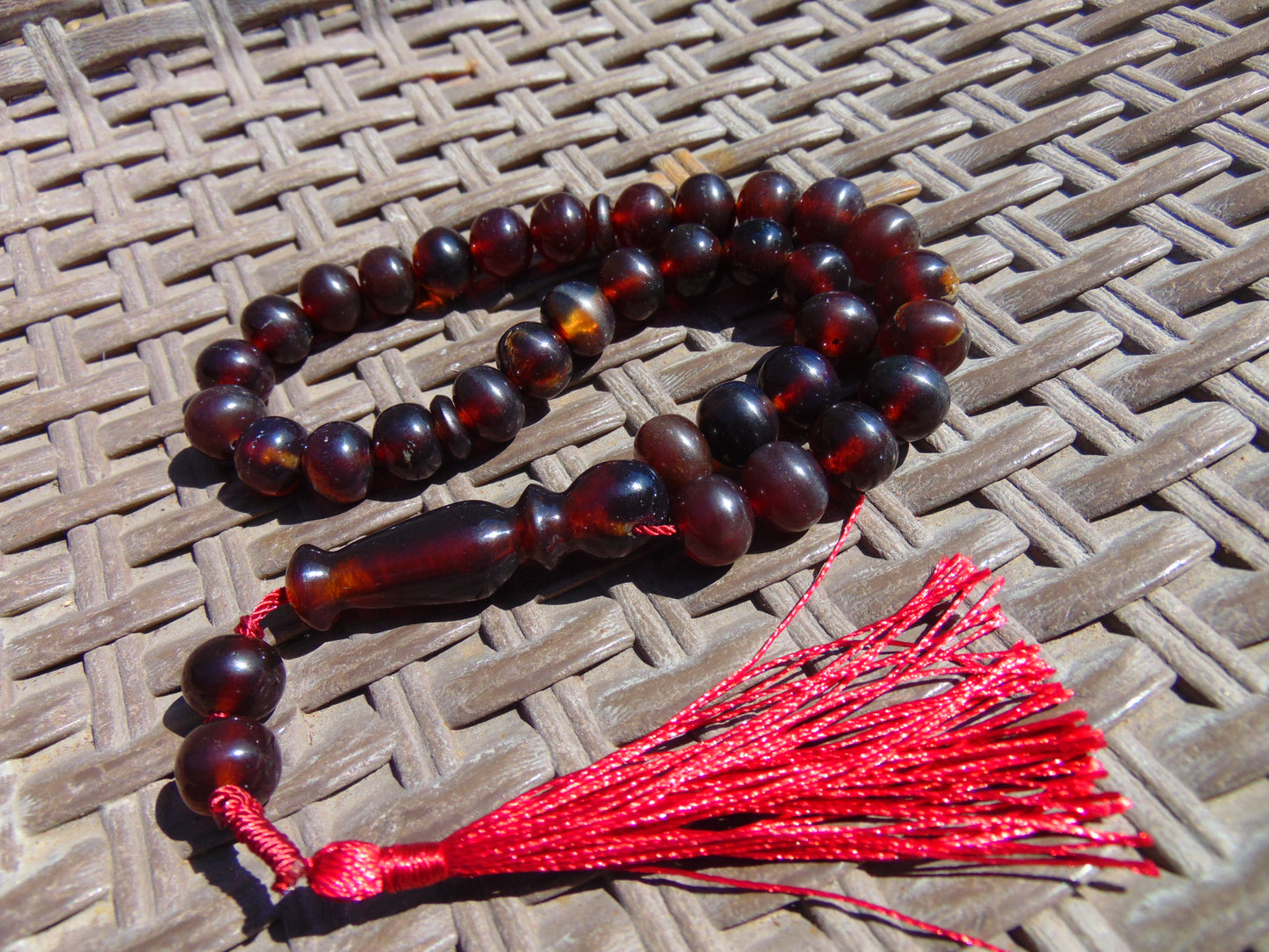 30 gr Tasbih Mesbah Rosary 33+2 Beads 10 mm Indonesian Red Amber for Healing 26TBA46