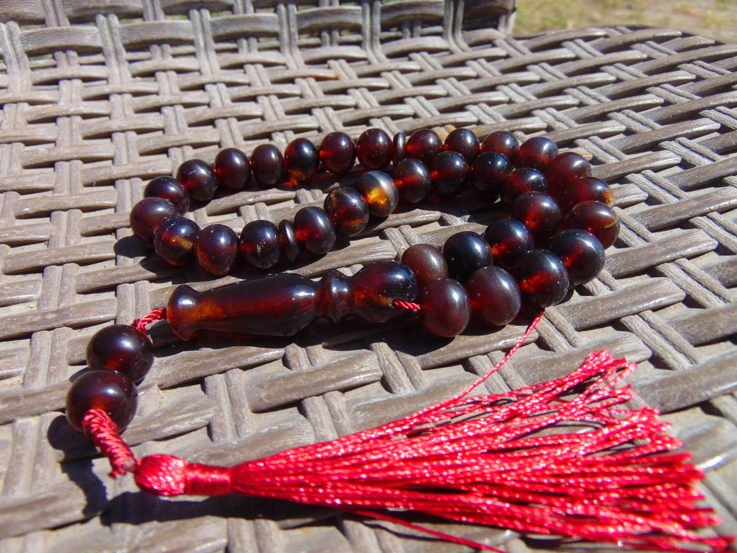 30 gr Tasbih Mesbah Rosary 33+2 Beads 10 mm Indonesian Red Amber for Healing 26TBA46