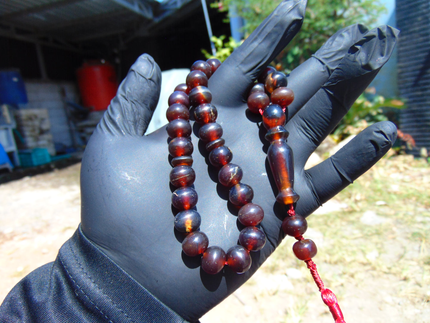 30 gr Tasbih Mesbah Rosary 33+2 Beads 10 mm Indonesian Red Amber for Healing 26TBA46