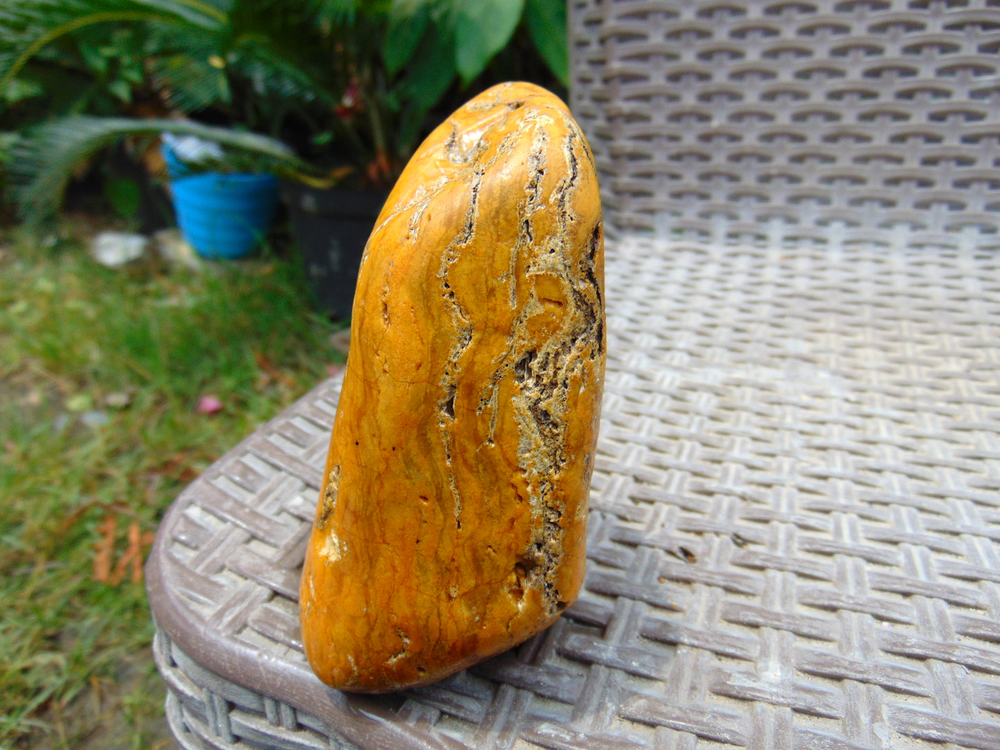 217 gram Polished 105x70x45mm Indonesia Yellow Fragrance Amber for Healing 25K32