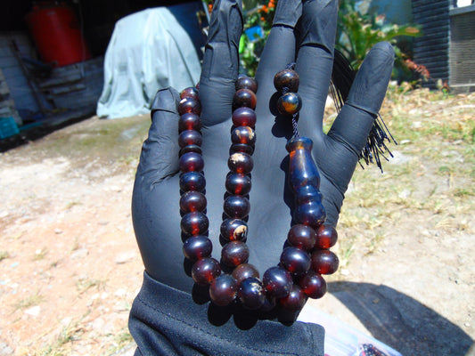 31 gr Tasbih Mesbah Rosary 33+2 Beads 10 mm Indonesian Cherry Red Amber for Healing 26TBA39