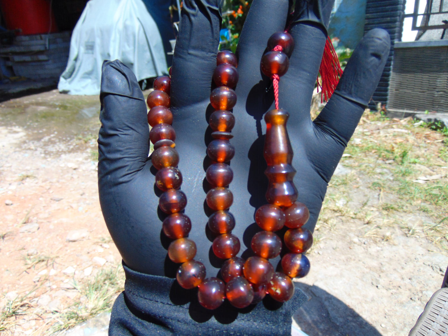 29 gr Tasbih Mesbah Rosary 33+2 Beads 10 mm Indonesian Crystal Red Amber for Healing 26TBA35