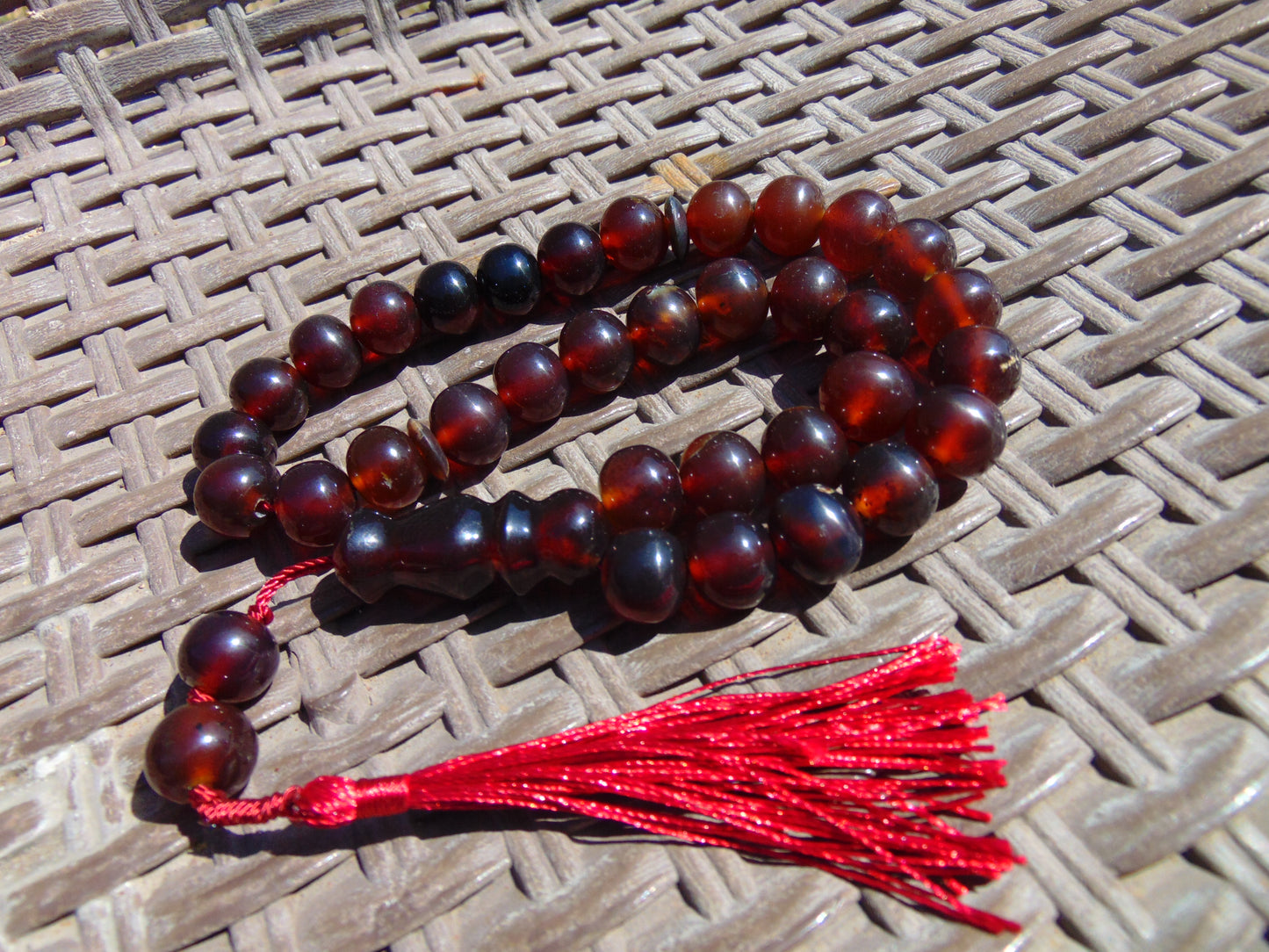 42 gr Tasbih Mesbah Rosary 33+2 Beads 12 mm Indonesian Red Amber for Healing 26TBA17