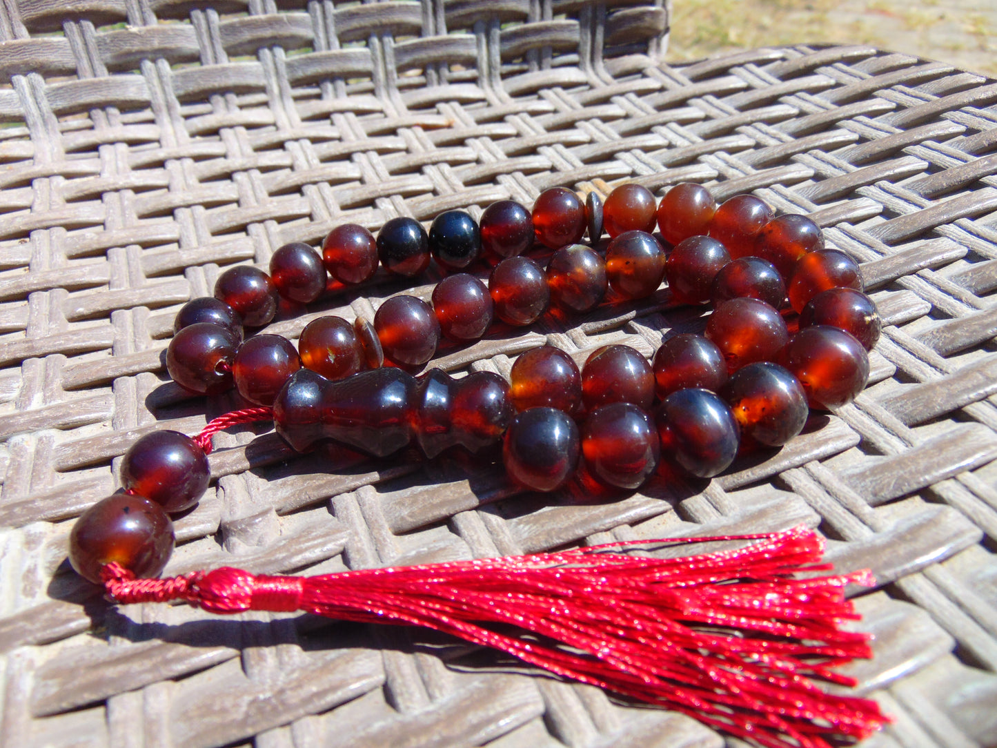 42 gr Tasbih Mesbah Rosary 33+2 Beads 12 mm Indonesian Red Amber for Healing 26TBA17