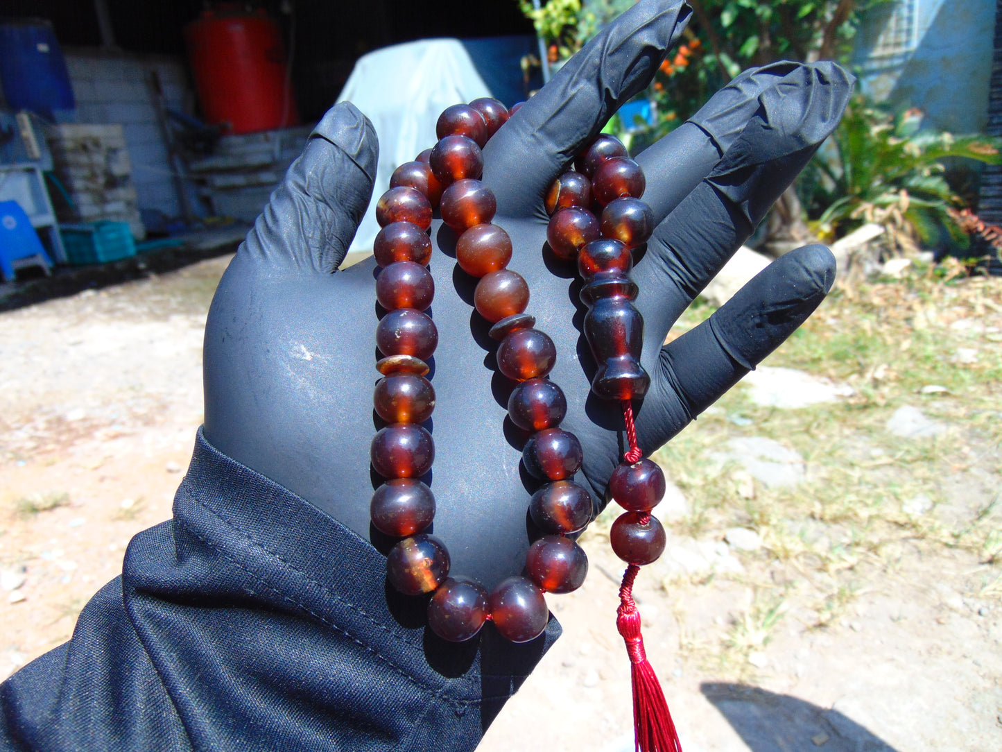 42 gr Tasbih Mesbah Rosary 33+2 Beads 12 mm Indonesian Red Amber for Healing 26TBA17