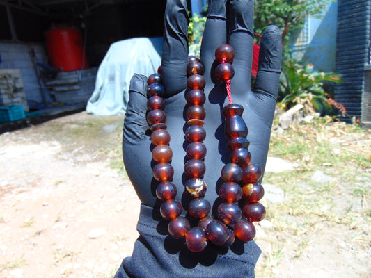 42 gr Tasbih Mesbah Rosary 33+2 Beads 12 mm Indonesian Red Amber for Healing 26TBA17