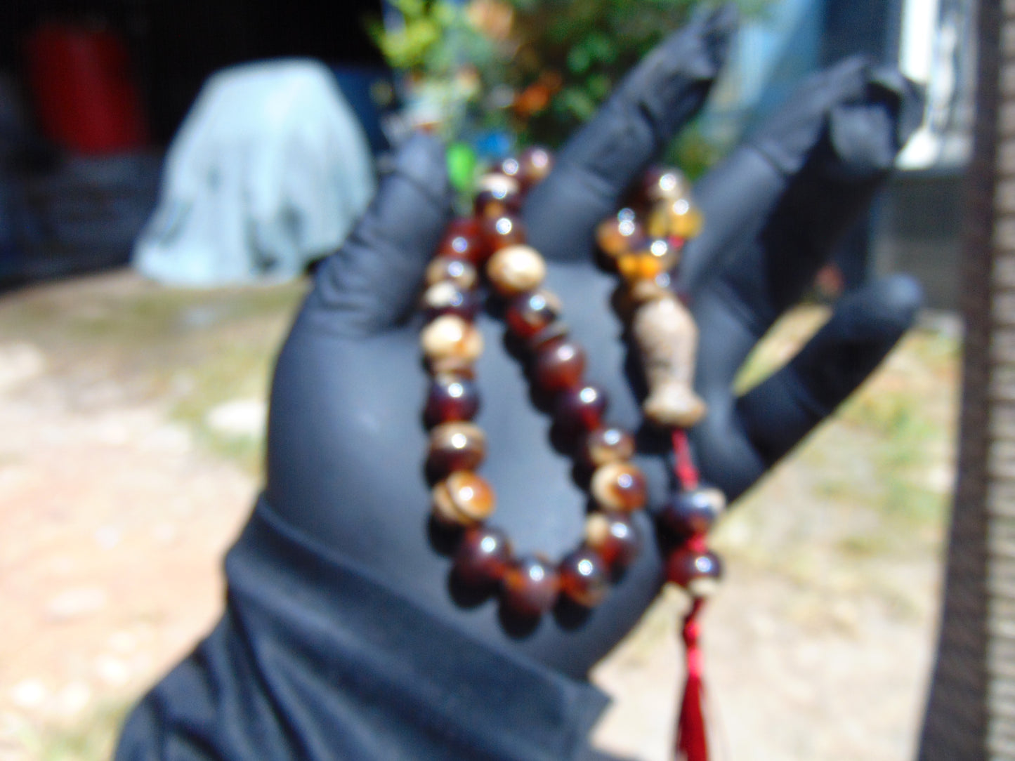30 gr Tasbih Mesbah Rosary 33+2 Beads Indonesian White Red Amber for Healing 26TBA49