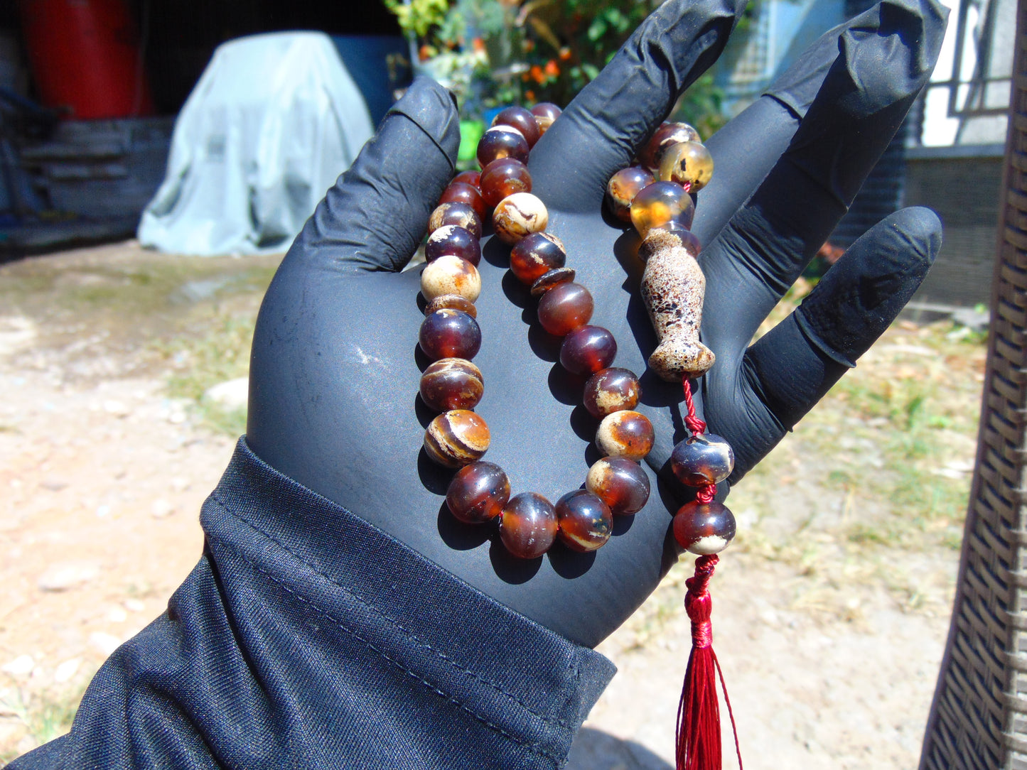 30 gr Tasbih Mesbah Rosary 33+2 Beads Indonesian White Red Amber for Healing 26TBA49
