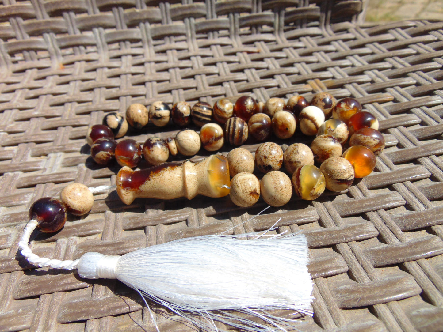 46 gr Tasbih Mesbah Rosary 33+2 Beads 12 mm Indonesian White Amber for Healing 26TBA24