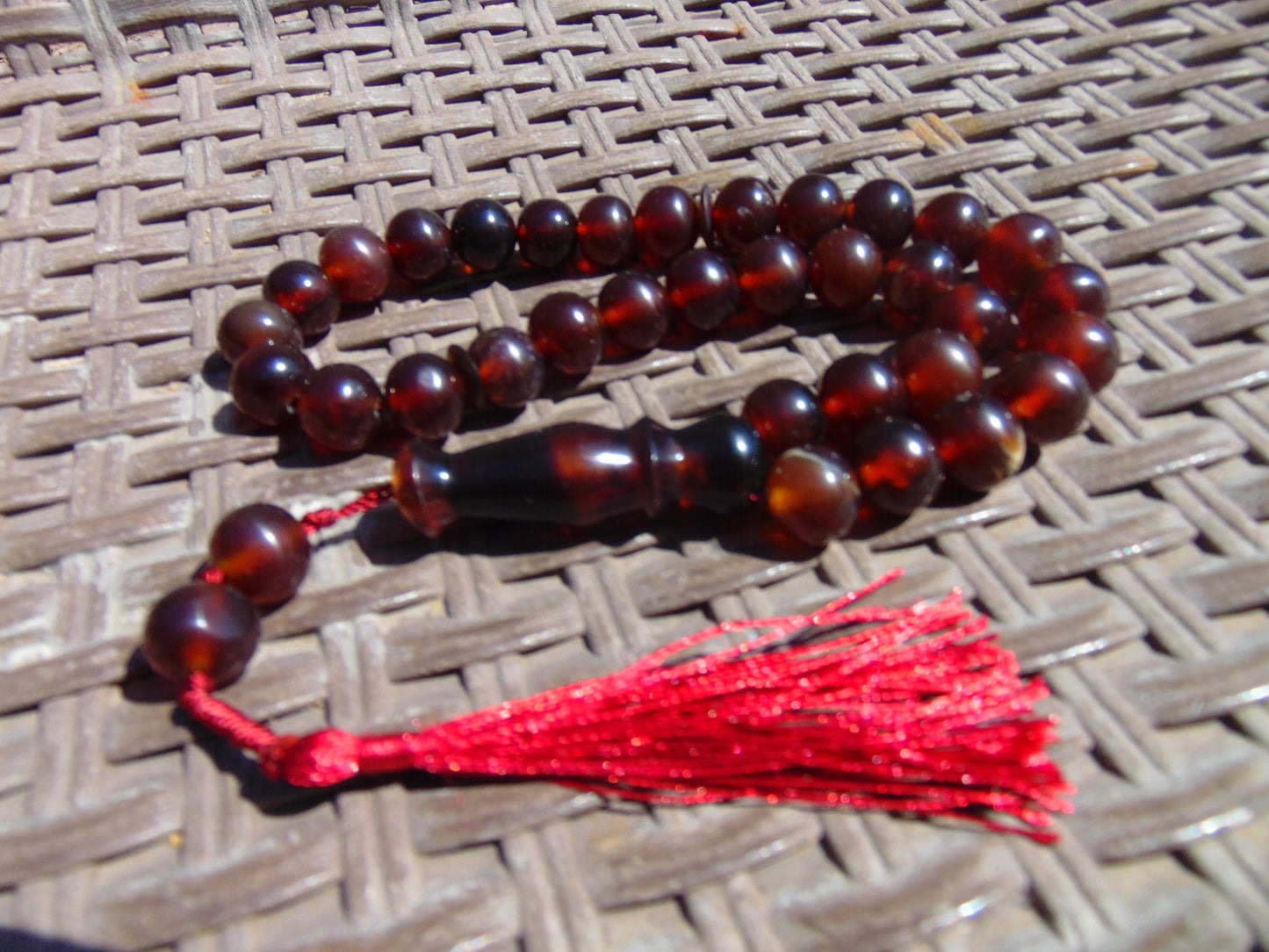 44 gr Tasbih Mesbah Rosary 33+2 Beads 12 mm Indonesian Crystal Red Amber for Healing 26TBA27