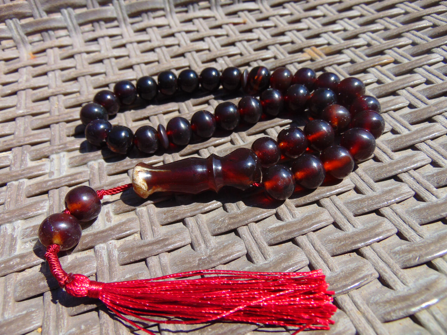42 gr Tasbih Mesbah Rosary 33+2 Beads 12 mm Indonesian Red Amber for Healing 26TBA20