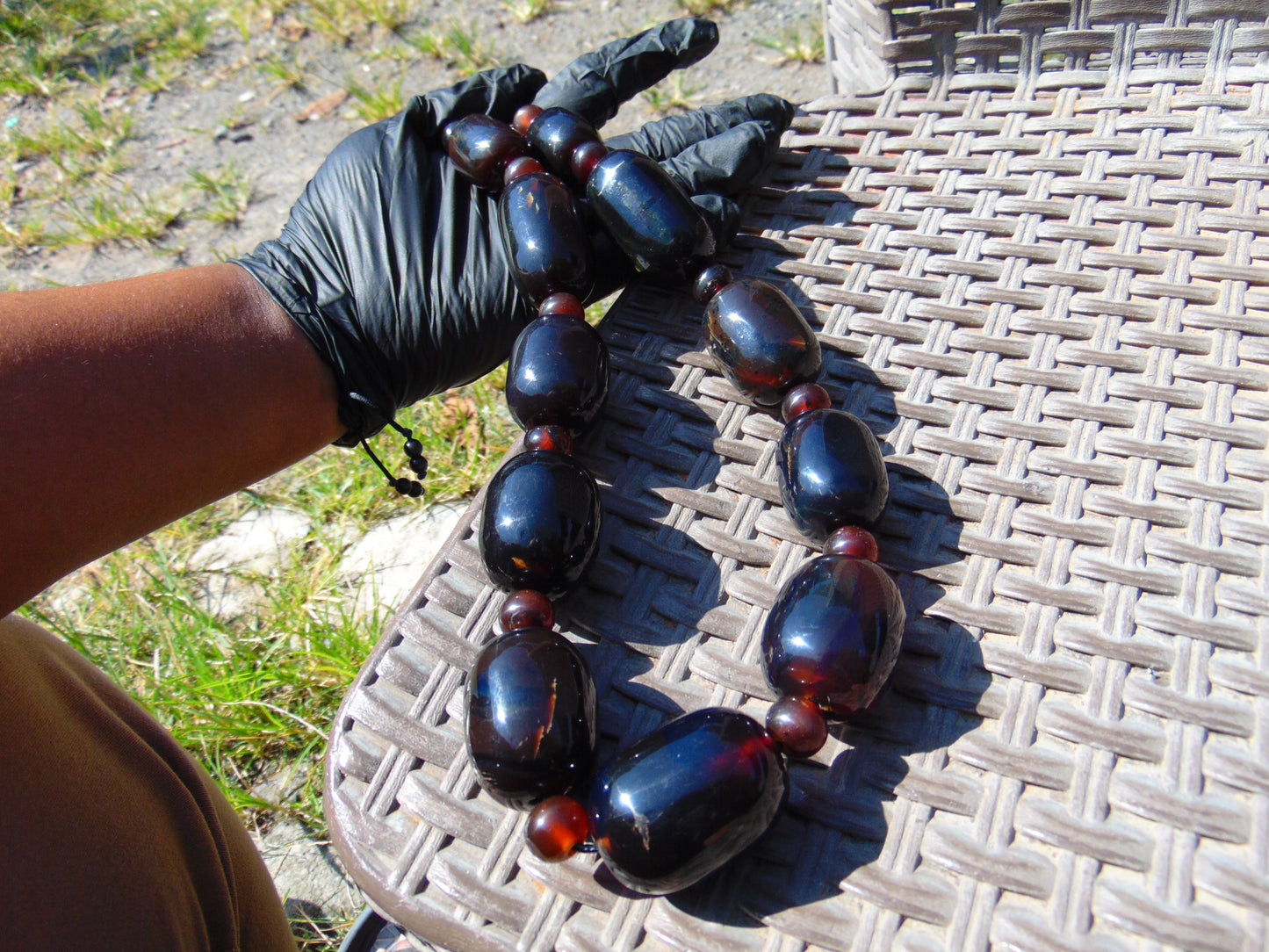 208 gr Big Necklace Indonesian Cherry Red Amber for Healing