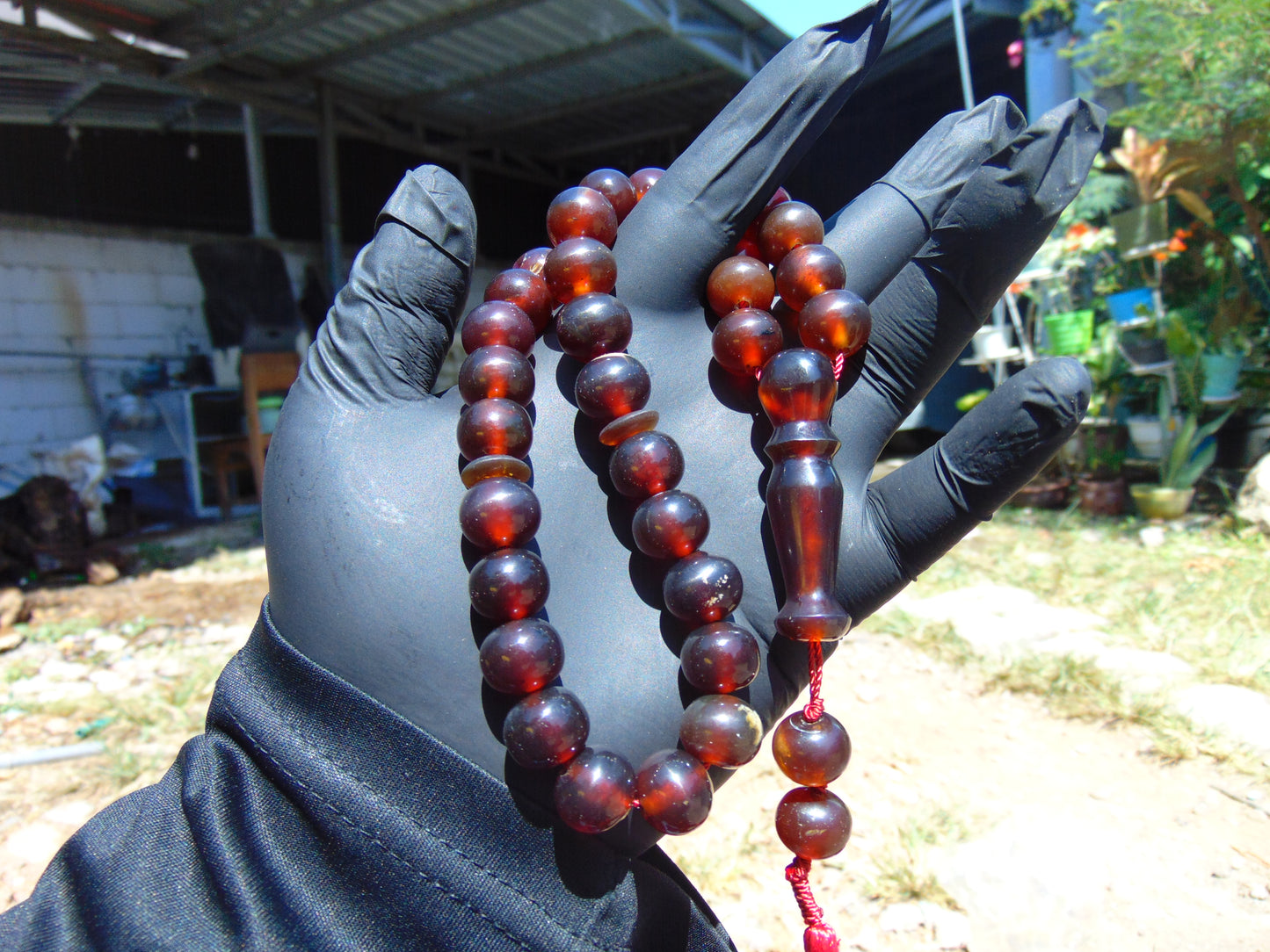 42 gr Tasbih Mesbah Rosary 33+2 Beads 12 mm Indonesian Crystal Red Amber for Healing 26TBA26
