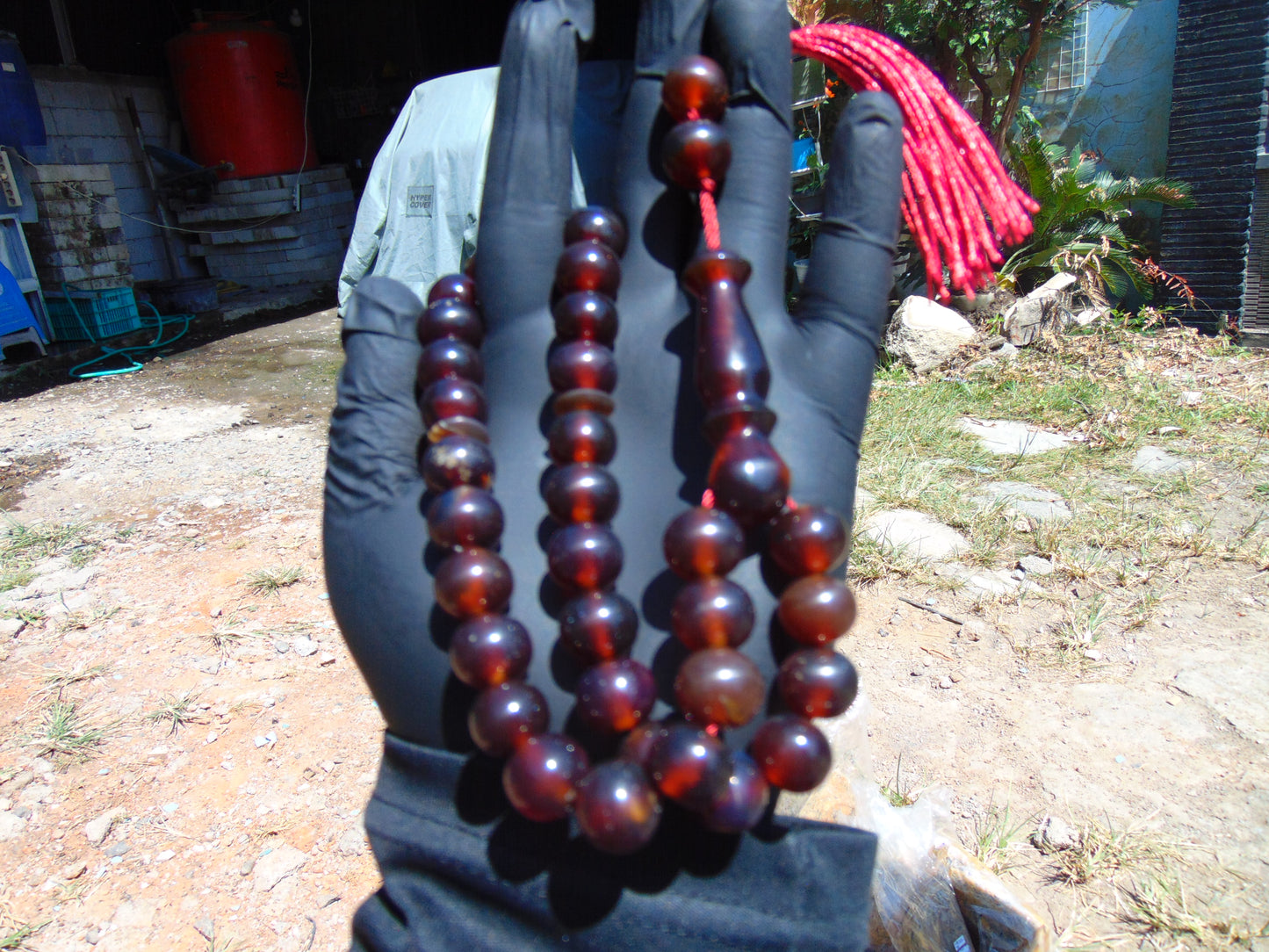 42 gr Tasbih Mesbah Rosary 33+2 Beads 12 mm Indonesian Crystal Red Amber for Healing 26TBA26